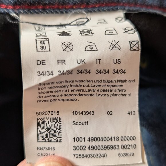 BOSS Hugo Boss Scout 1 Stretch Regular Fit Dark Blue Denim Jeans Size 34/34 - Picture 9 of 14